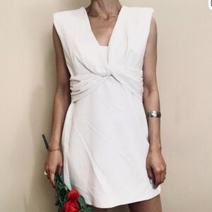 Zara Off-White Ivory Front Twist Sleeveless Dress XL